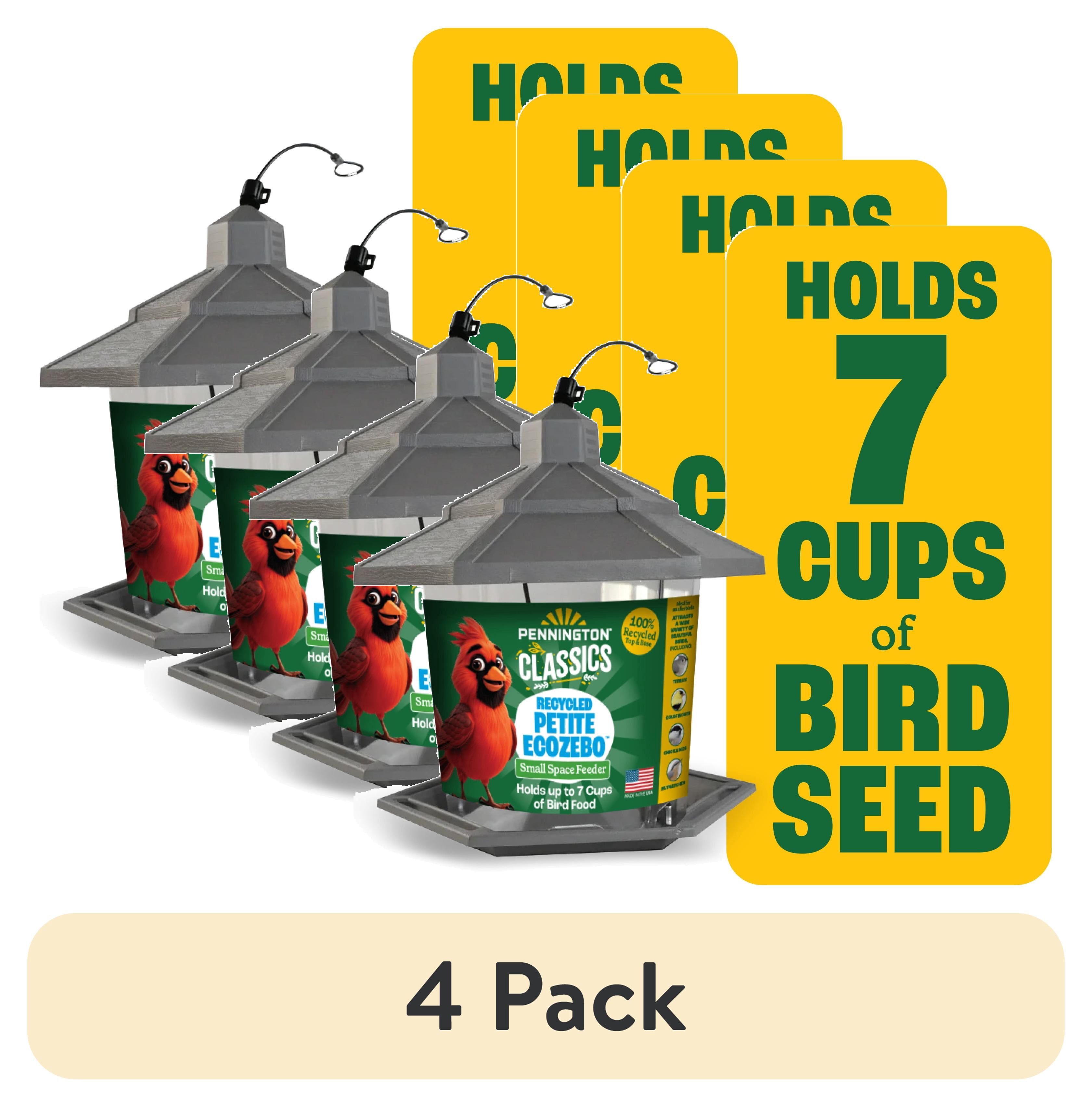 (4 pack) Pennington Earth Smart, Gray Plastic, Hopper Wild Bird Feeder, 2.5 lb. Capacity