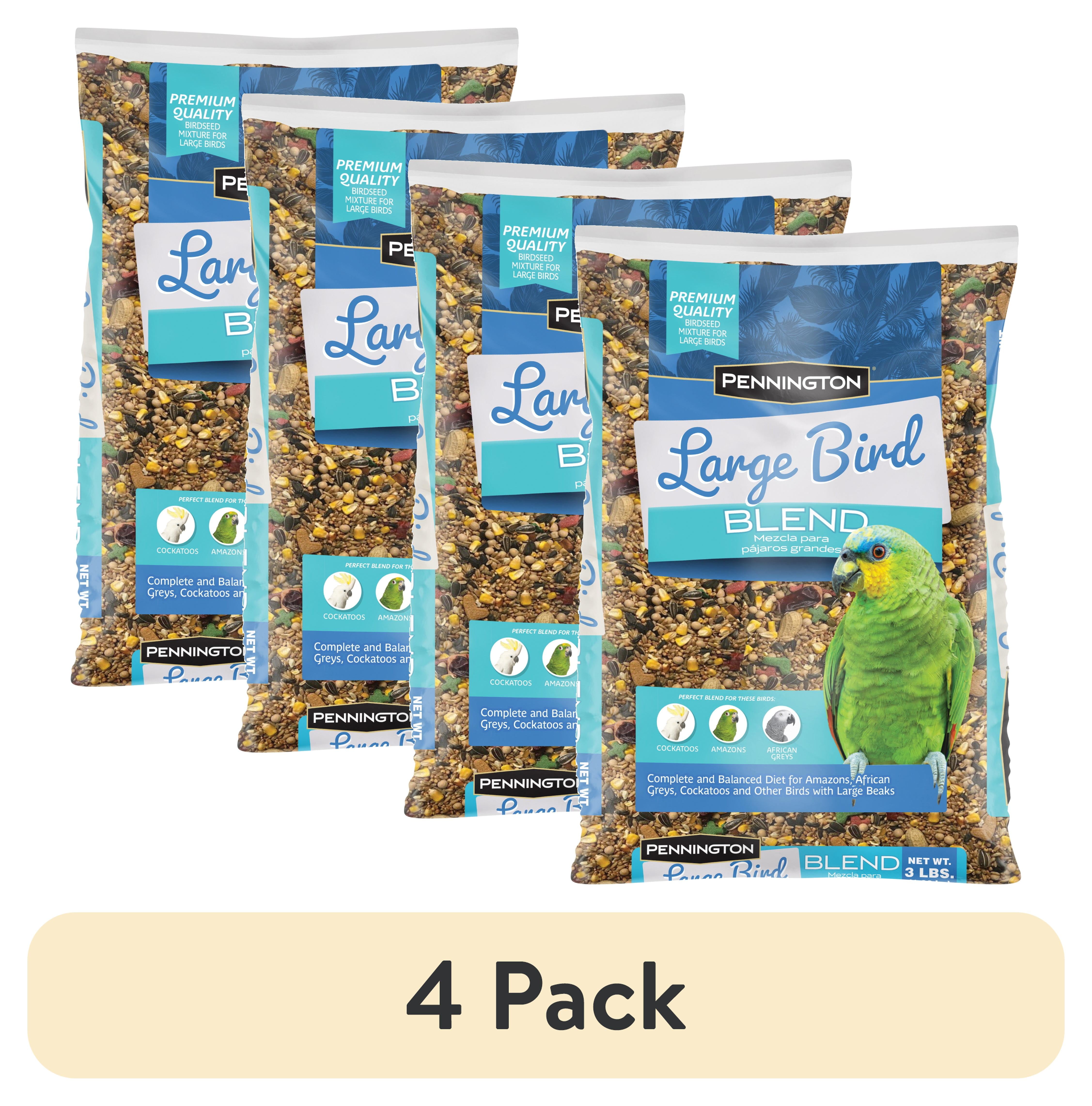 (4 pack) Pennington Large Bird Everyday Blend Bird Food for Parrots, Cockatoos; 3 lb. Bag