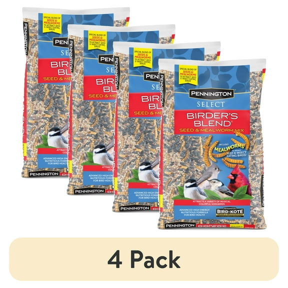 (4 pack) Pennington Recipe Selects Birder's Mealworm Blend, Dry Wild Bird Seed and Feed, 10 lb. Bag, 1 Pack