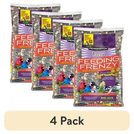 (4 pack) Pennington Ultra Feeding Frenzy Blend Dry Wild Bird Feed and Seed, 2.5 lb. Bag, 1 Pack