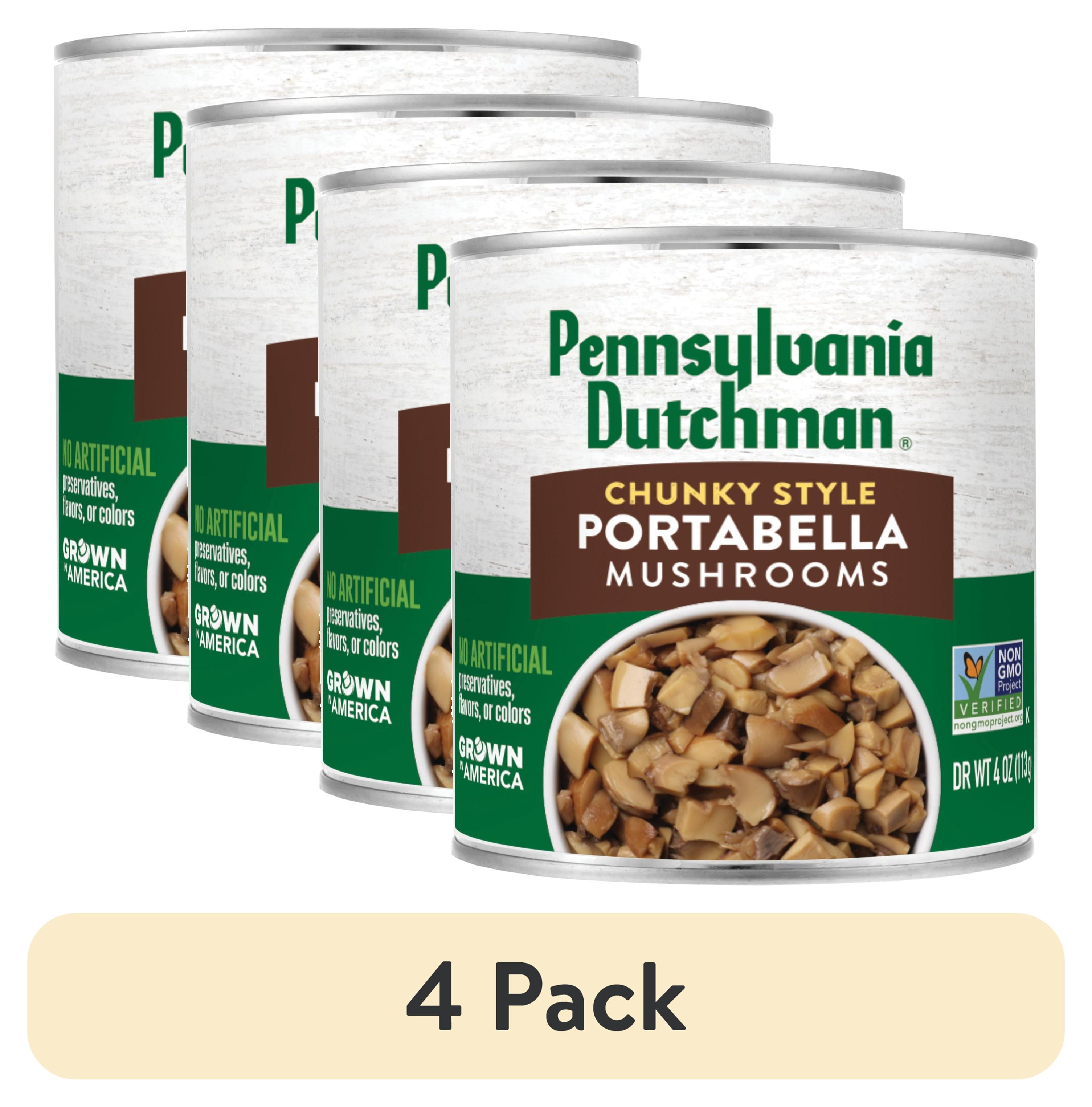 (4 pack) Pennsylvania Dutchman Chunky Style Portabella Mushrooms, 4oz Can