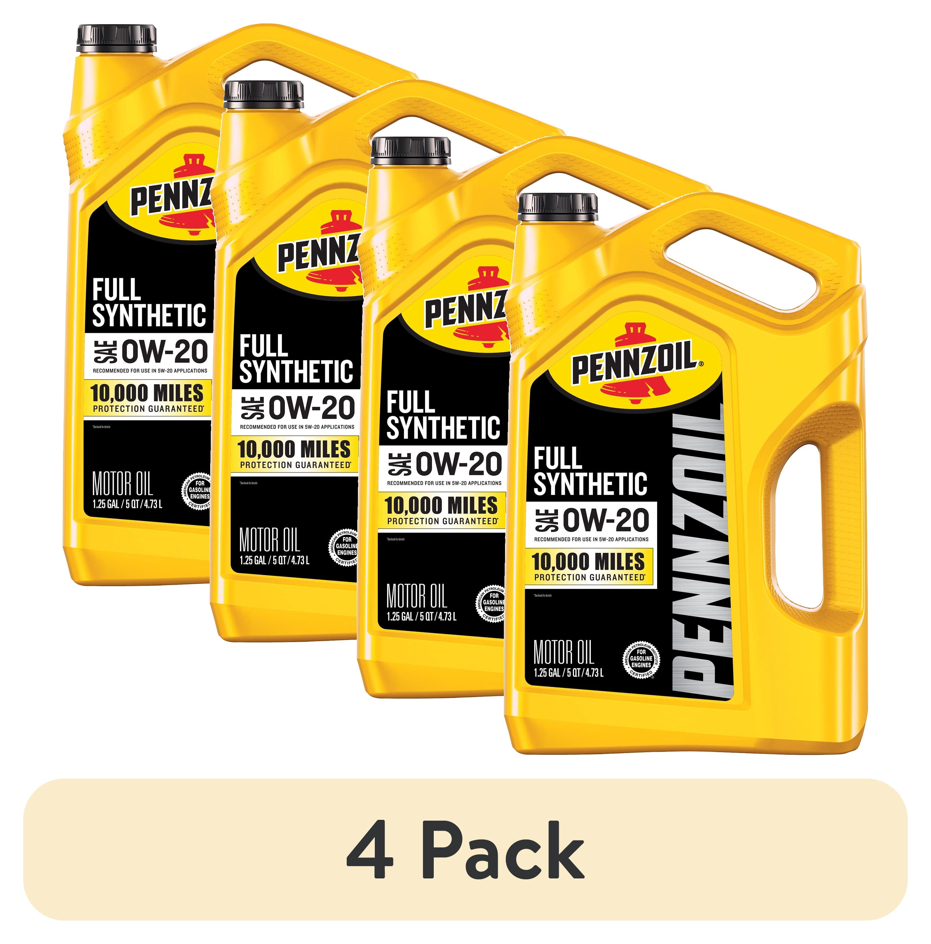 5 pack) Pennzoil Full Synthetic 0W-20 Motor Oil, 5 Quart - Walmart.com