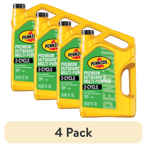 (4 pack) Pennzoil Outdoor Premium Outboard & Multi-Purpose 2-Cycle Engine Oil, 1 Gallon