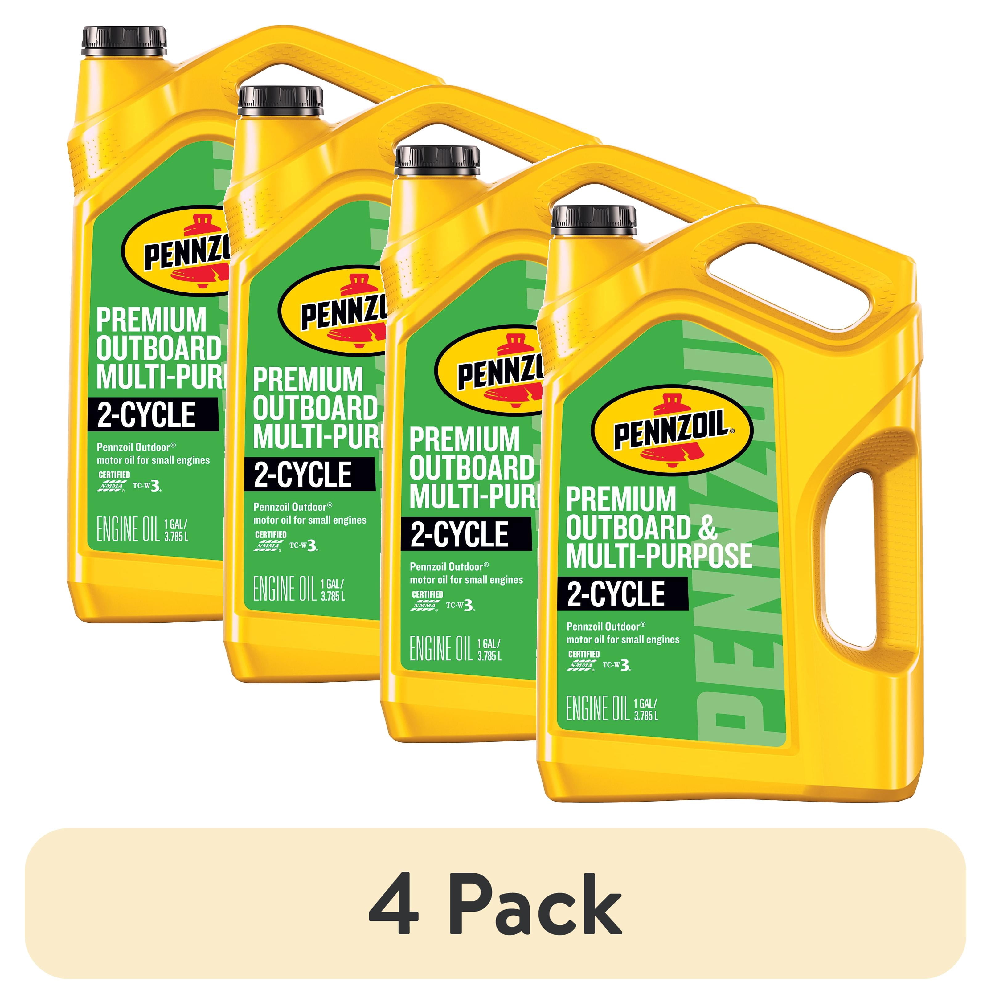 (4 pack) Pennzoil Outdoor Premium Outboard & Multi-Purpose 2-Cycle Engine Oil, 1 Gallon
