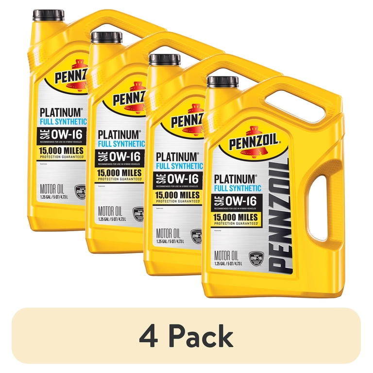 4 pack) Pennzoil Platinum Full Synthetic 0W-16 Motor Oil, 5 Quart
