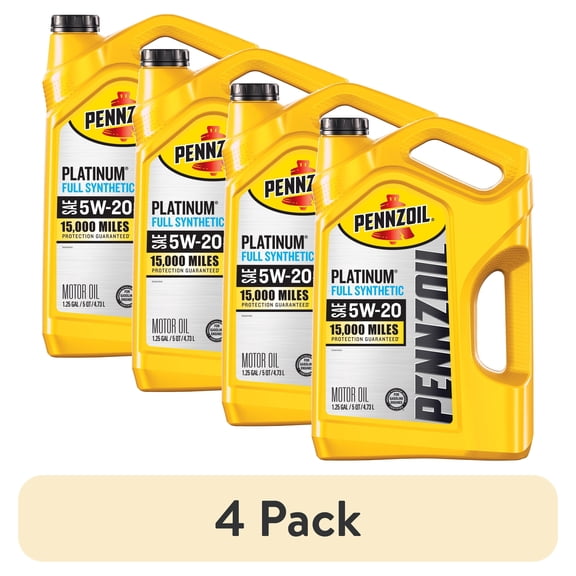 (4 pack) Pennzoil Platinum Full Synthetic 5W-20 Motor Oil, 5-Quart