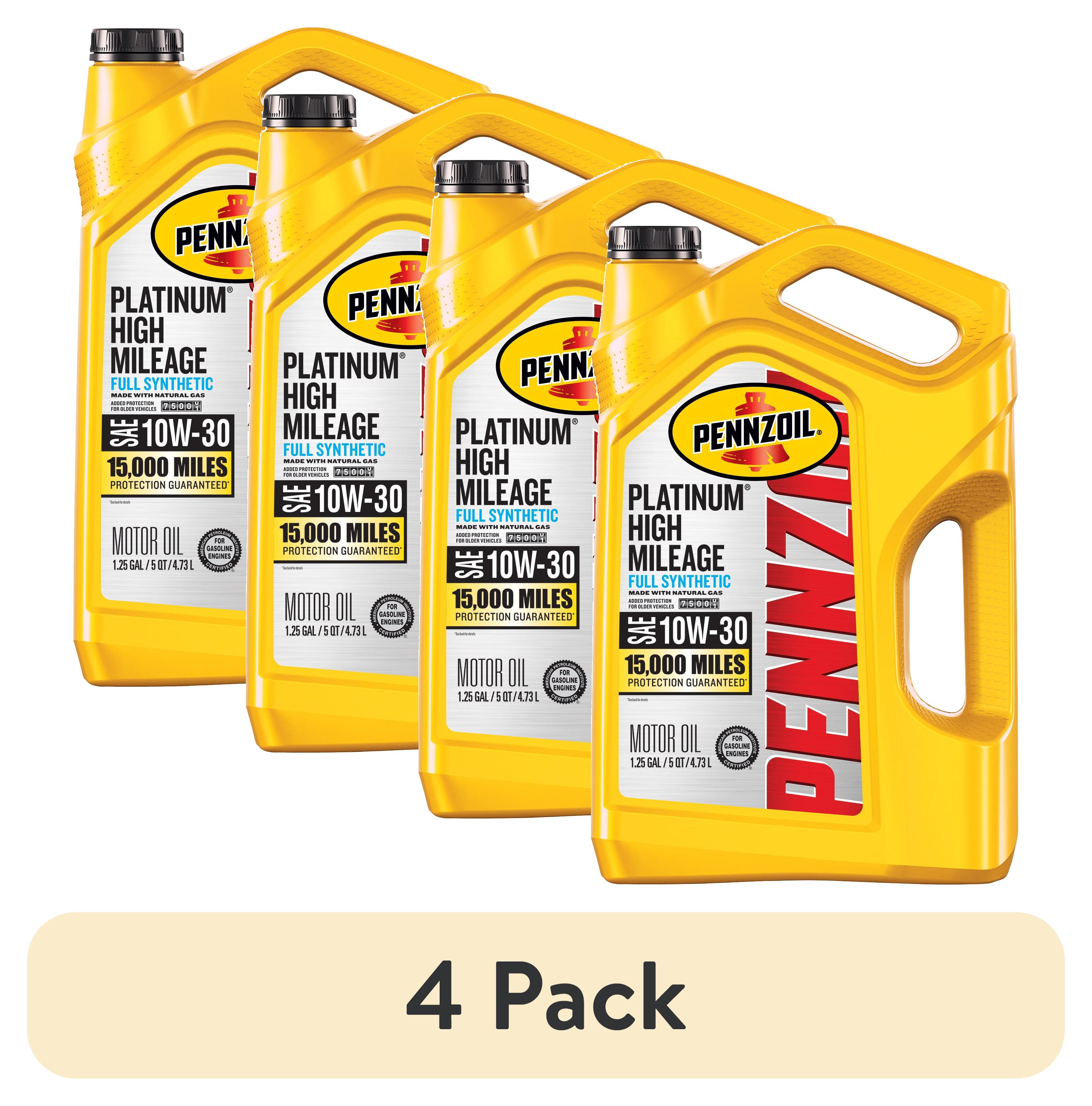 (4 pack) Pennzoil Platinum High Mileage Full Synthetic 10W-30 Motor Oil ...