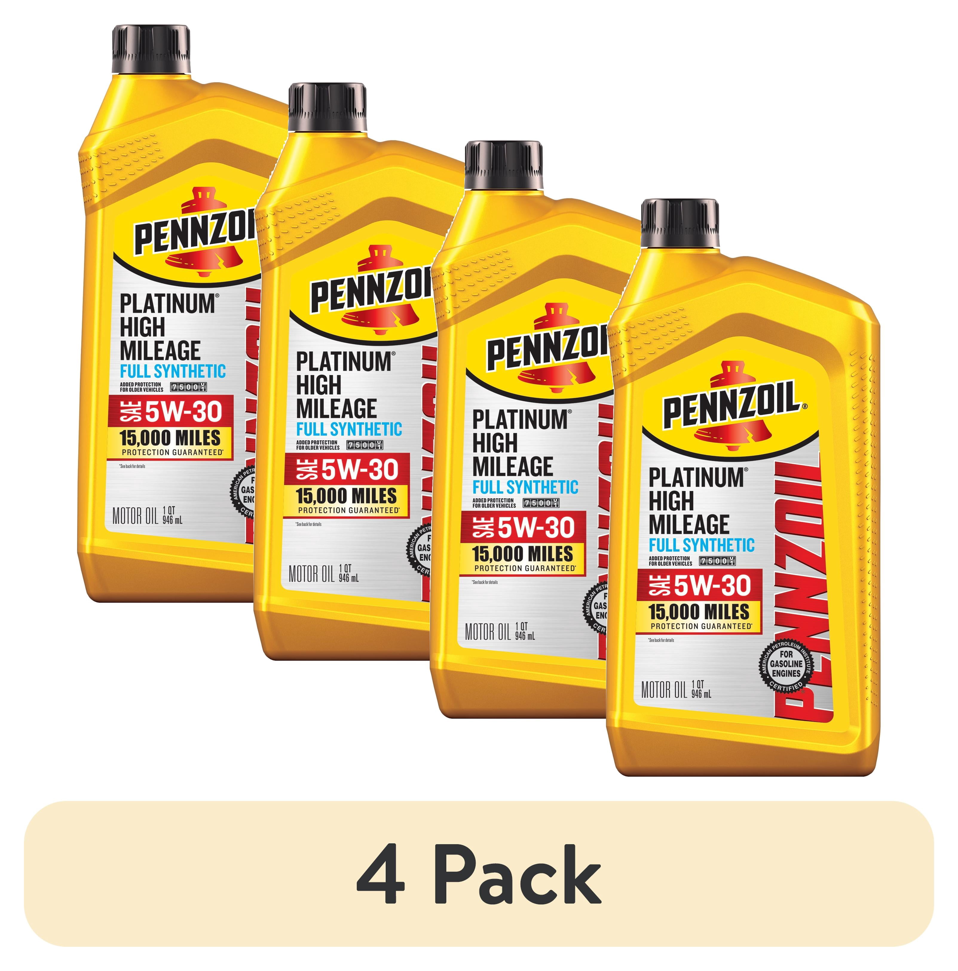 4 pack) Pennzoil Platinum High Mileage Full Synthetic 5W-30 Motor