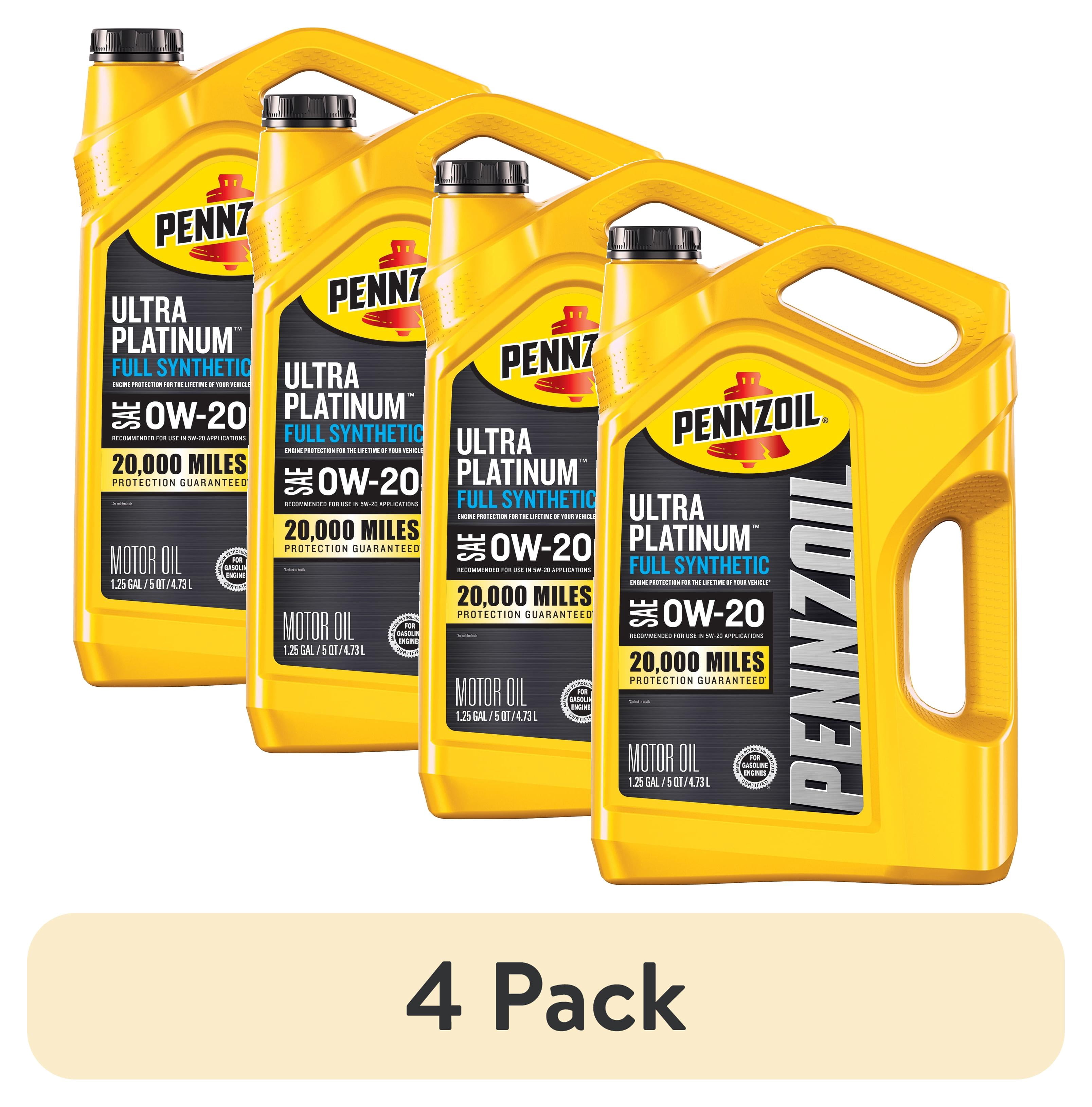 4 pack) Pennzoil Ultra Platinum Full Synthetic 0W-20 Motor Oil, 5