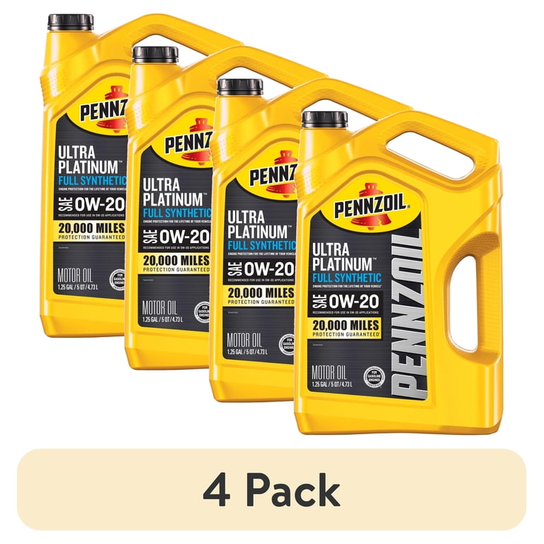 4 pack) Pennzoil Ultra Platinum Full Synthetic 0W-20 Motor Oil, 5