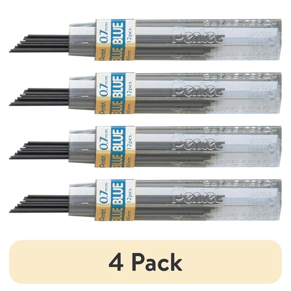 (4 pack) Pentel Hi-Polymer Colored Lead Refills, Blue, .7 mm.