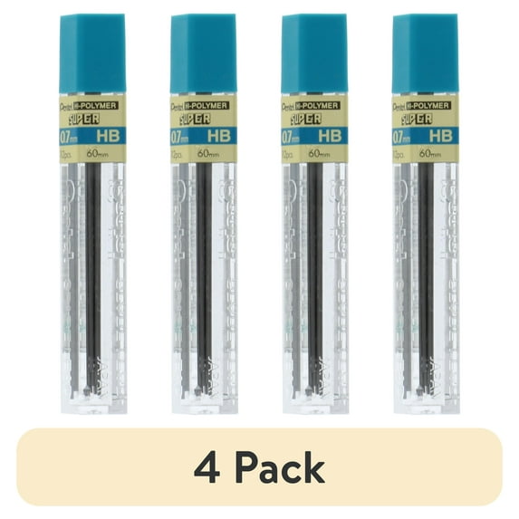 (4 pack) Pentel Super Hi-Polymer Leads, .7mm, HB, 12/Pkg.