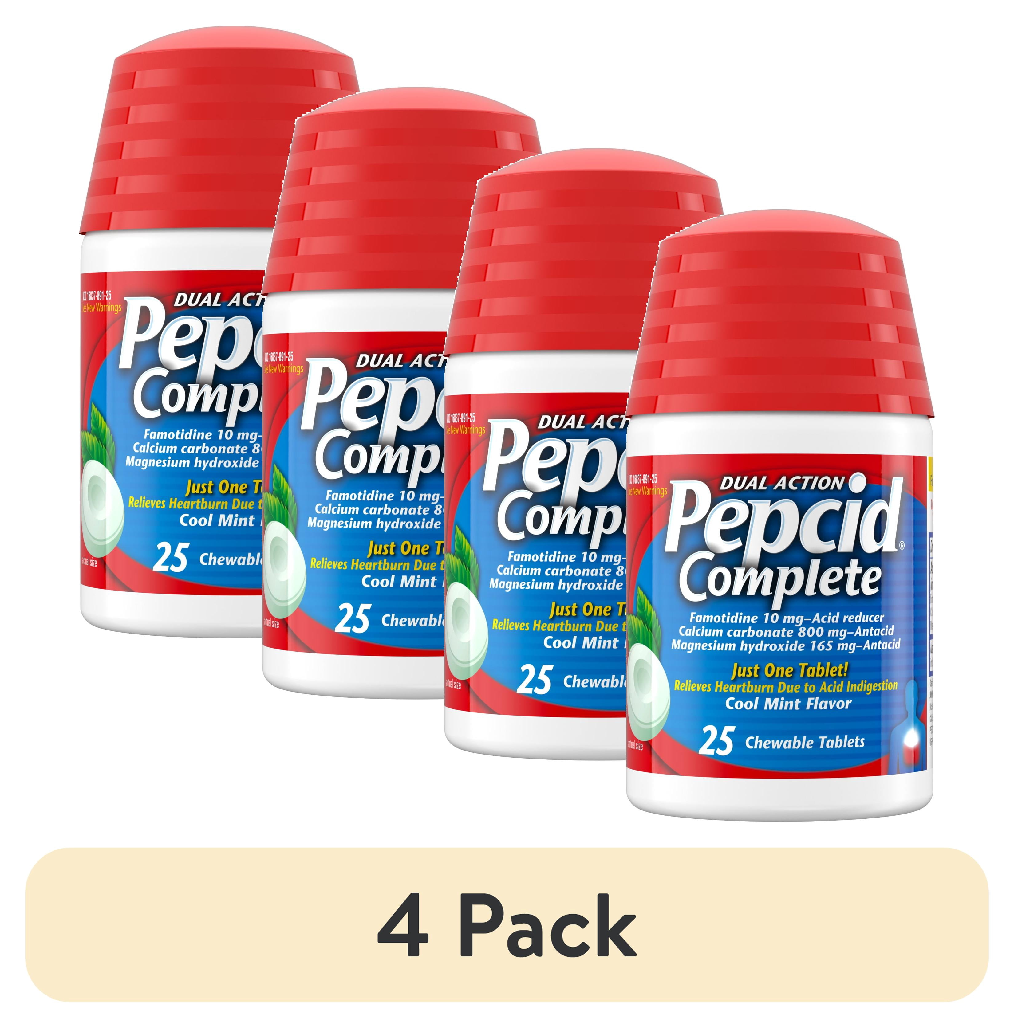 (4 pack) Pepcid Complete Acid Reducer + Antacid Famotidine Chews, Mint ...