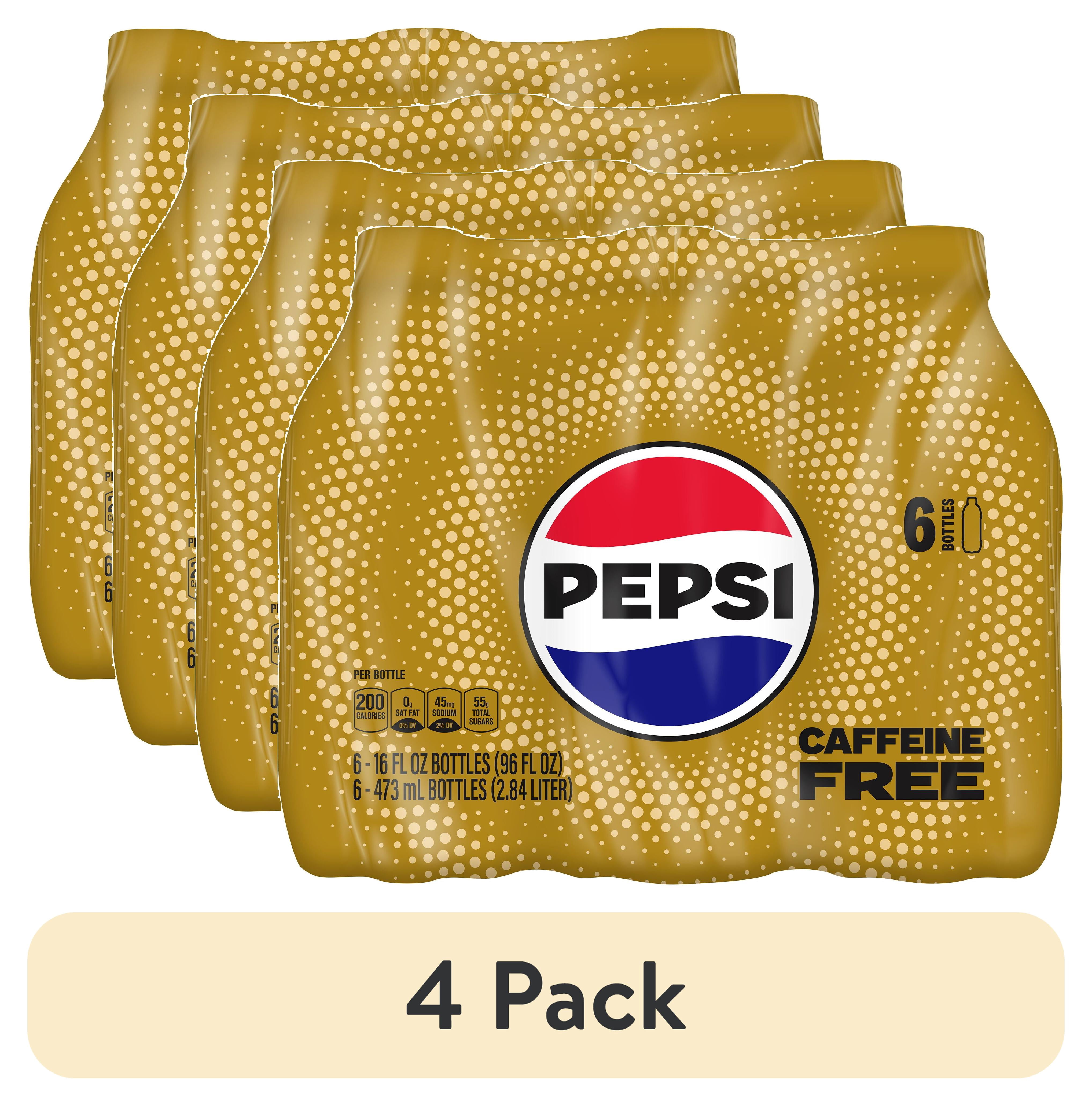 (4 pack) Pepsi Cola Caffeine Free Soda Pop, 16 fl oz, 6 Pack Bottles