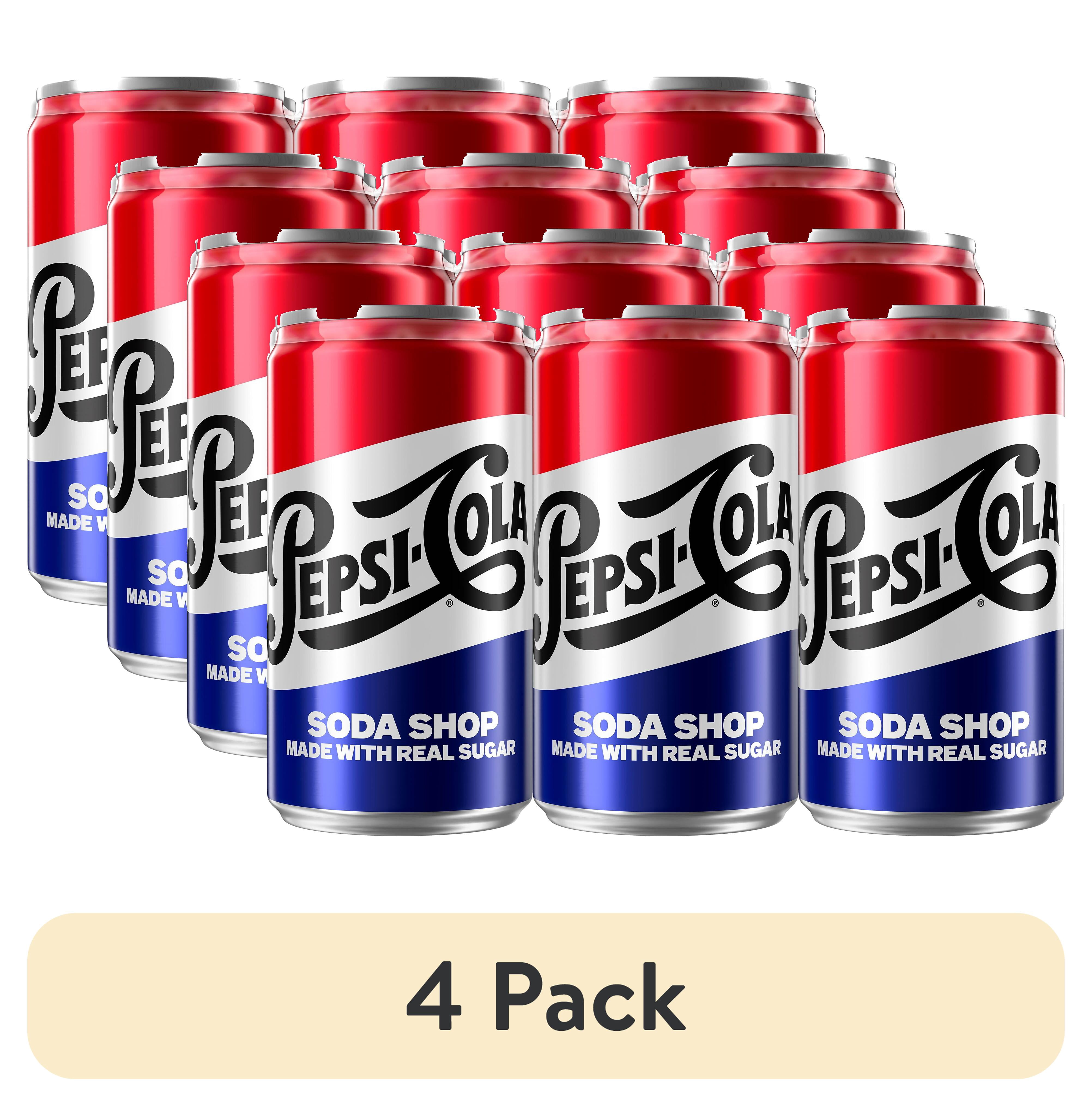 (4 pack) Pepsi Cola Real Sugar Soda Pop, 7.5 fl oz 6 Pack Mini Cans