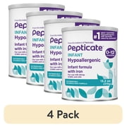 4 pack Pepticate Baby Formula, Hypoallergenic Powdered Infant Formula for Cow Milk Allergy, with Omega 3 DHA, ARA, Iron & Prebiotics, 13.2oz