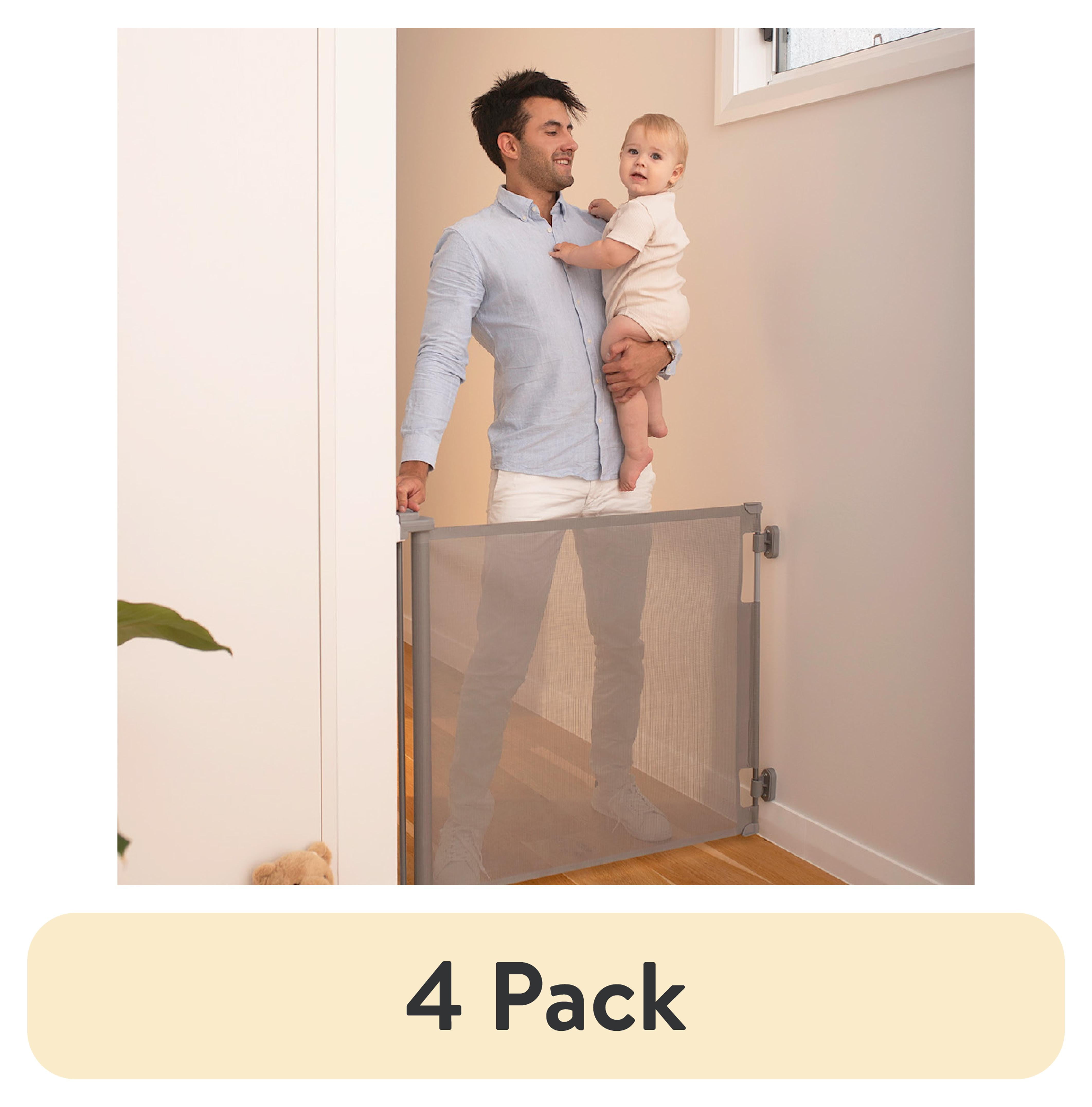 (4 pack) Perma Child Safety 55 in. Wide x 33 in. Tall Gray Retractable Baby Gate