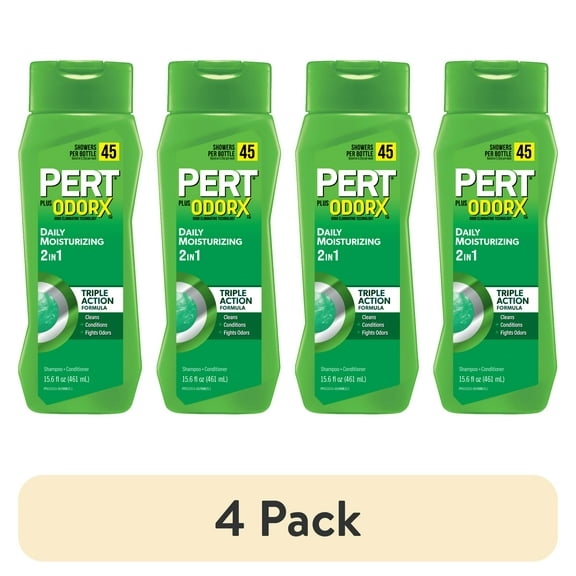 (4 pack) Pert 2-in-1 Complete Clean Shampoo & Conditioner, for All Hair Types, 15.6 fl oz