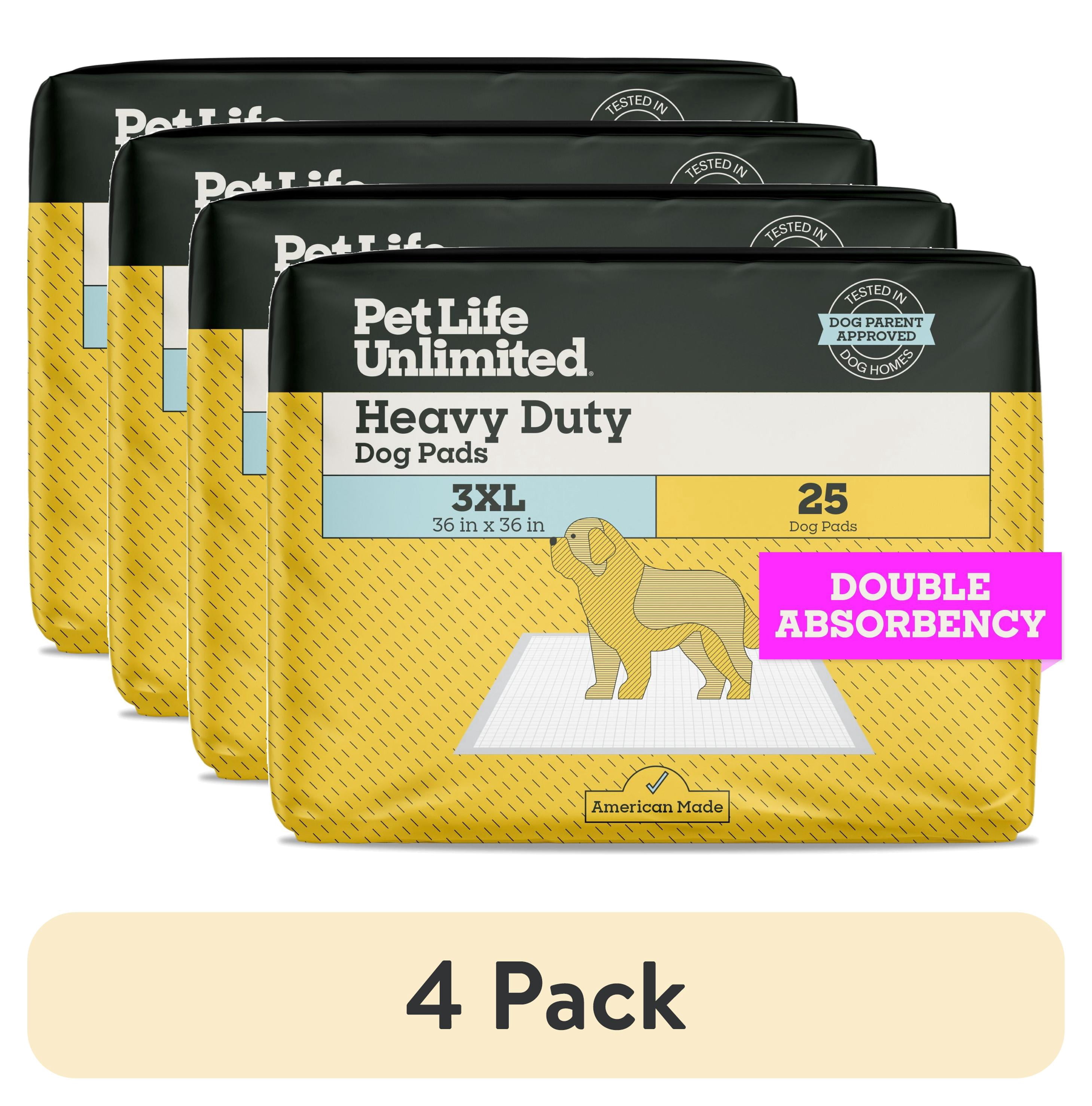 (4 pack) Pet Life Unlimited Dog Pads, Heavy Duty, 3XL, 36" x 36", 25ct