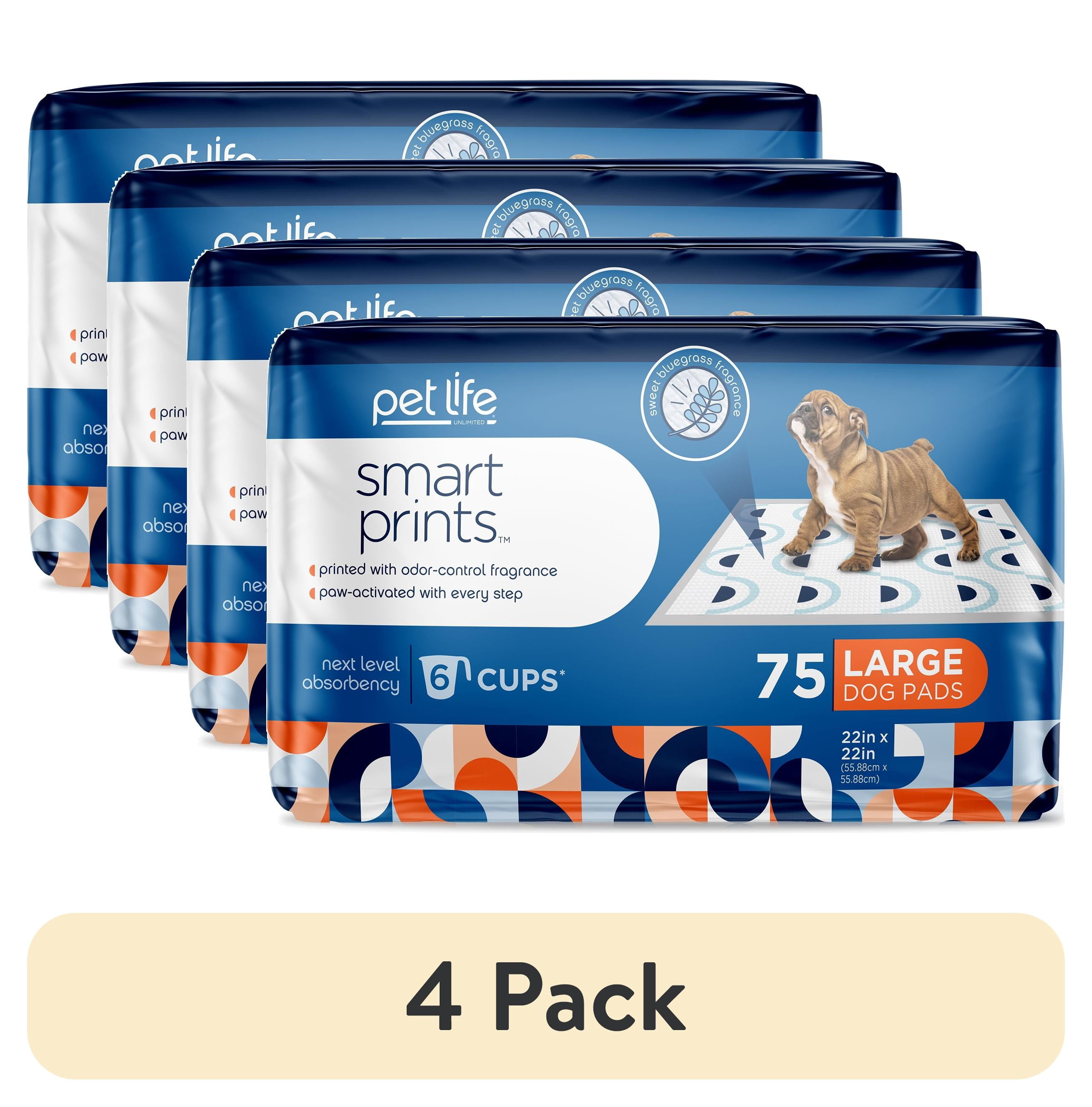 (4 pack) (4 pack) Pet Life Unlimited Dog Pads, Smart Prints, Large, Sunshine & Rainbows Print, 75ct