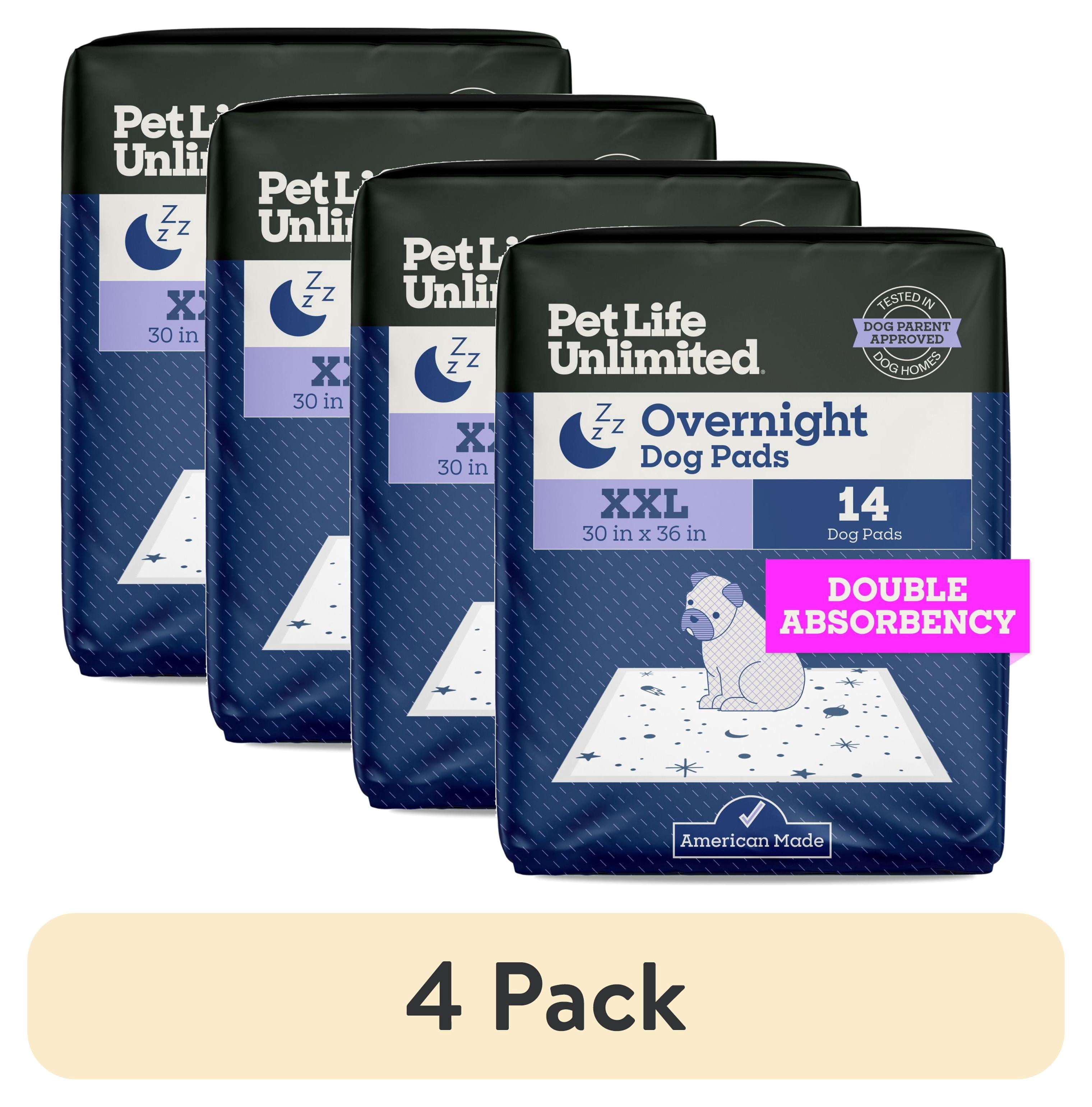 (4 pack) Pet Life Unlimited Dog Pads, Smart Prints, XXL, Overnight, 14ct