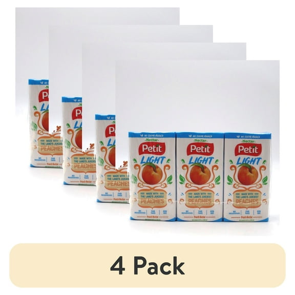 (4 pack) Petit, Light Peach, 3pks, 6.8 fl. oz., Nectar Juice
