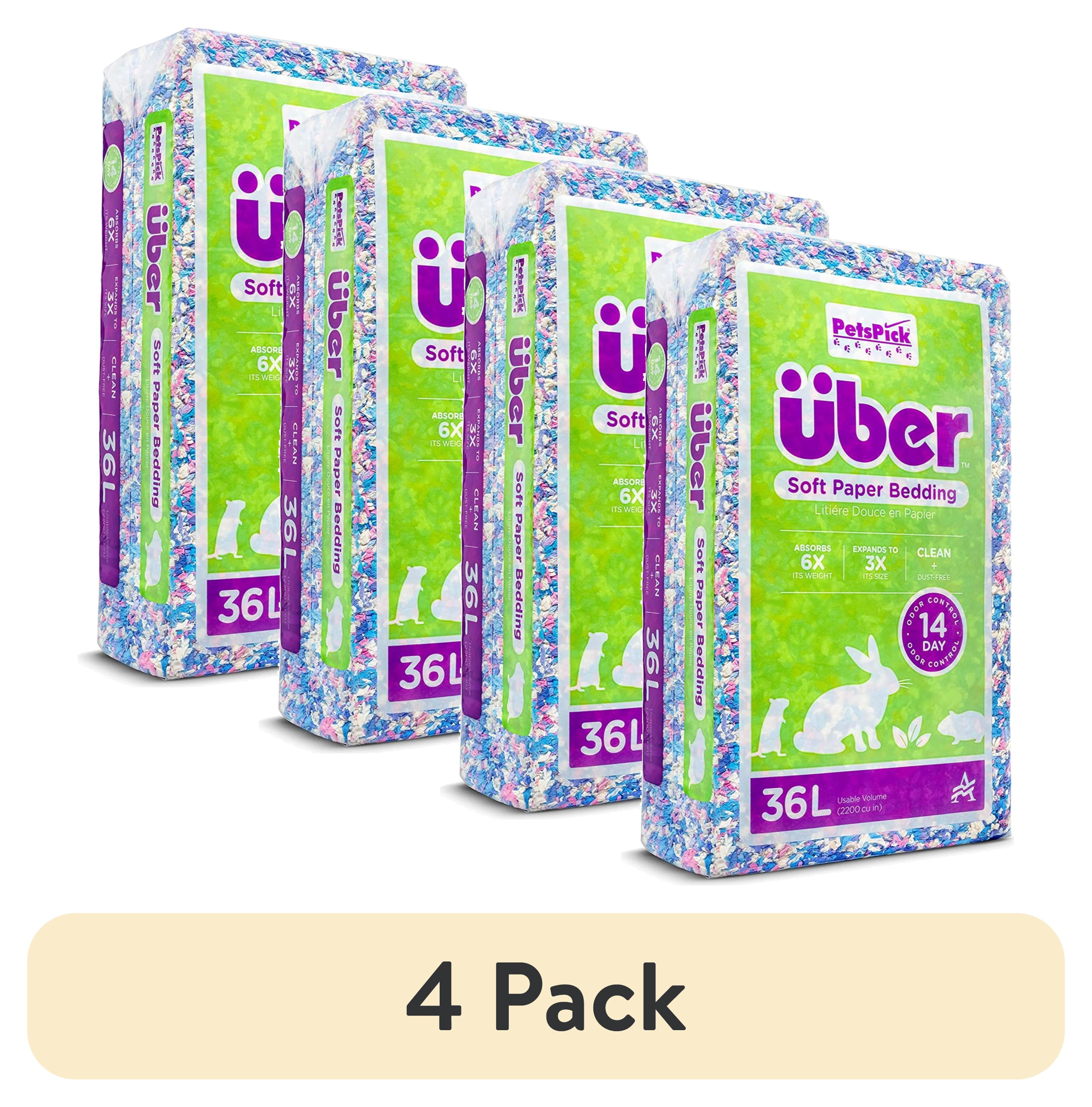 (4 pack) PetsPick Uber Soft Paper Pet Bedding for Small Animals, Confetti 36L