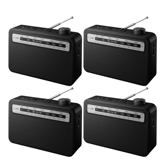 (4 pack) Philips 2000 Series AC/Battery-Operated AM FM Radio Portable ...