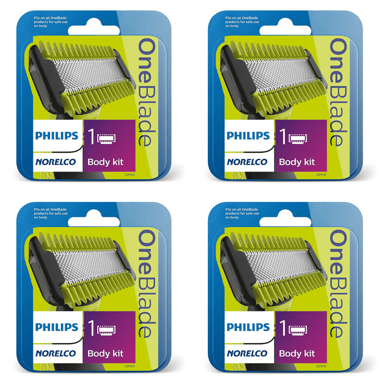 4 pack) Philips Norelco OneBlade Body Kit, 3 pieces, QP610/80