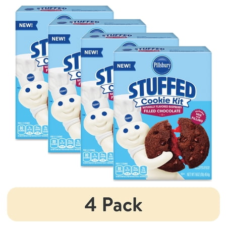 (4 pack) Pillsbury Raspberry Filled Chocolate Stuffed Cookie, 16 Oz Mix