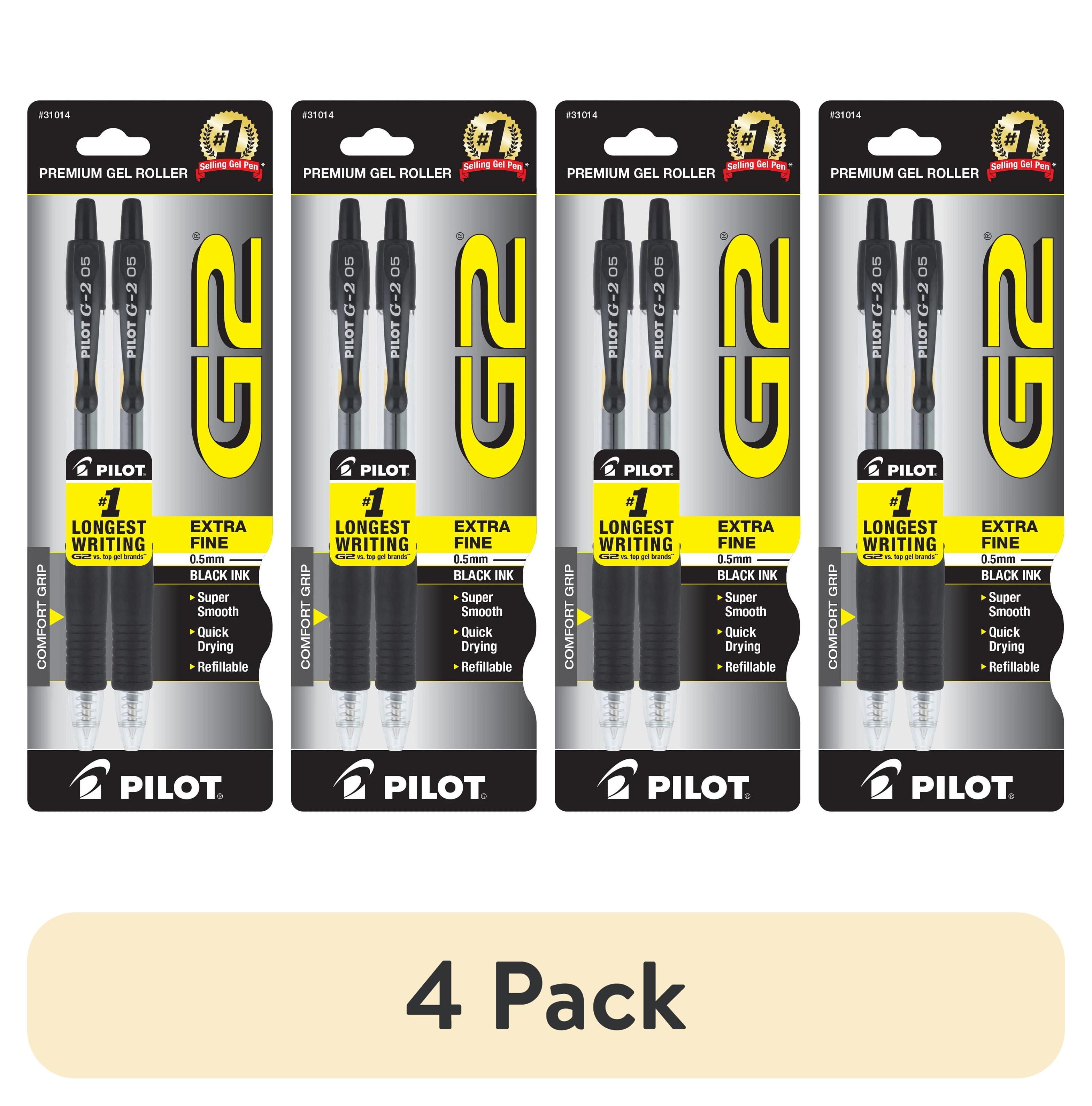 (4 pack) Pilot G2 Retractable Gel Pens, Extra Fine, Black, 2 Count