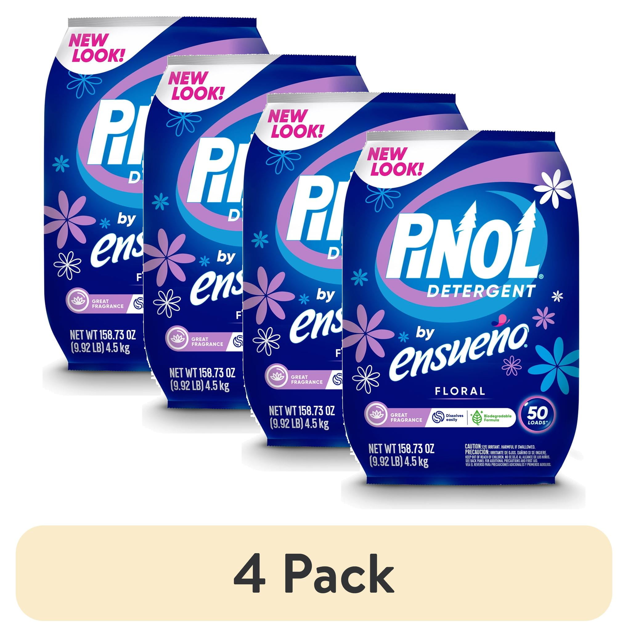 (4 pack) Pinol By Ensueño Powder Laundry Detergent - Floral Scent (4.5Kg), 50 Loads