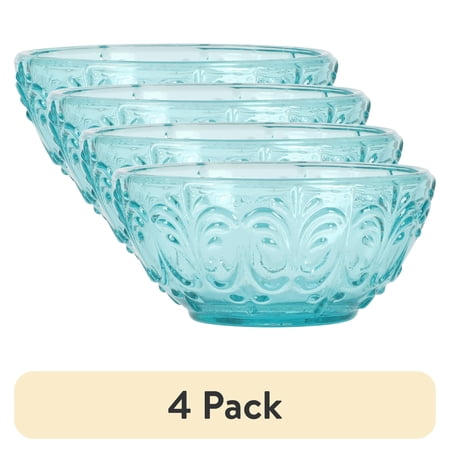 (4 pack) The Pioneer Woman Glass Dip Bowl, Teal
