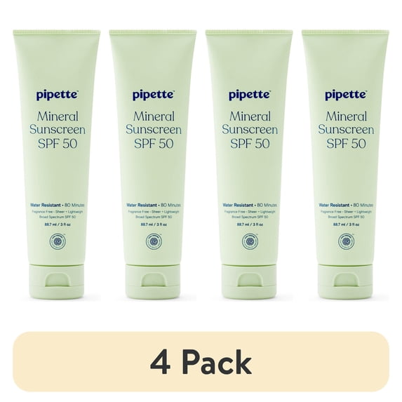(4 pack) Pipette Mineral Sunscreen Lotion Broad Spectrum SPF 50 - 3 fl oz