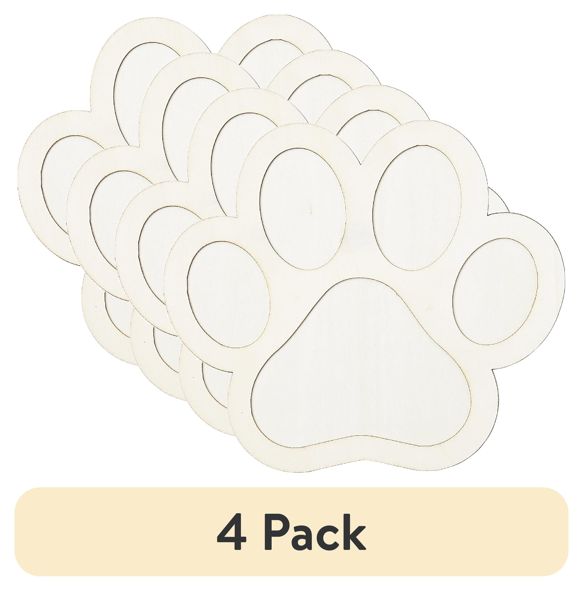 (4 pack) Plaid Surfaces Layered Wood Shape, Paw, 7"