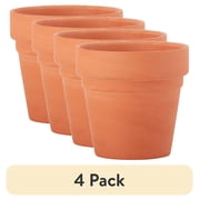 4 pack Plaid Unpainted Surface, Medium Terra Cotta Flower Pot, 1 Piece, 4"