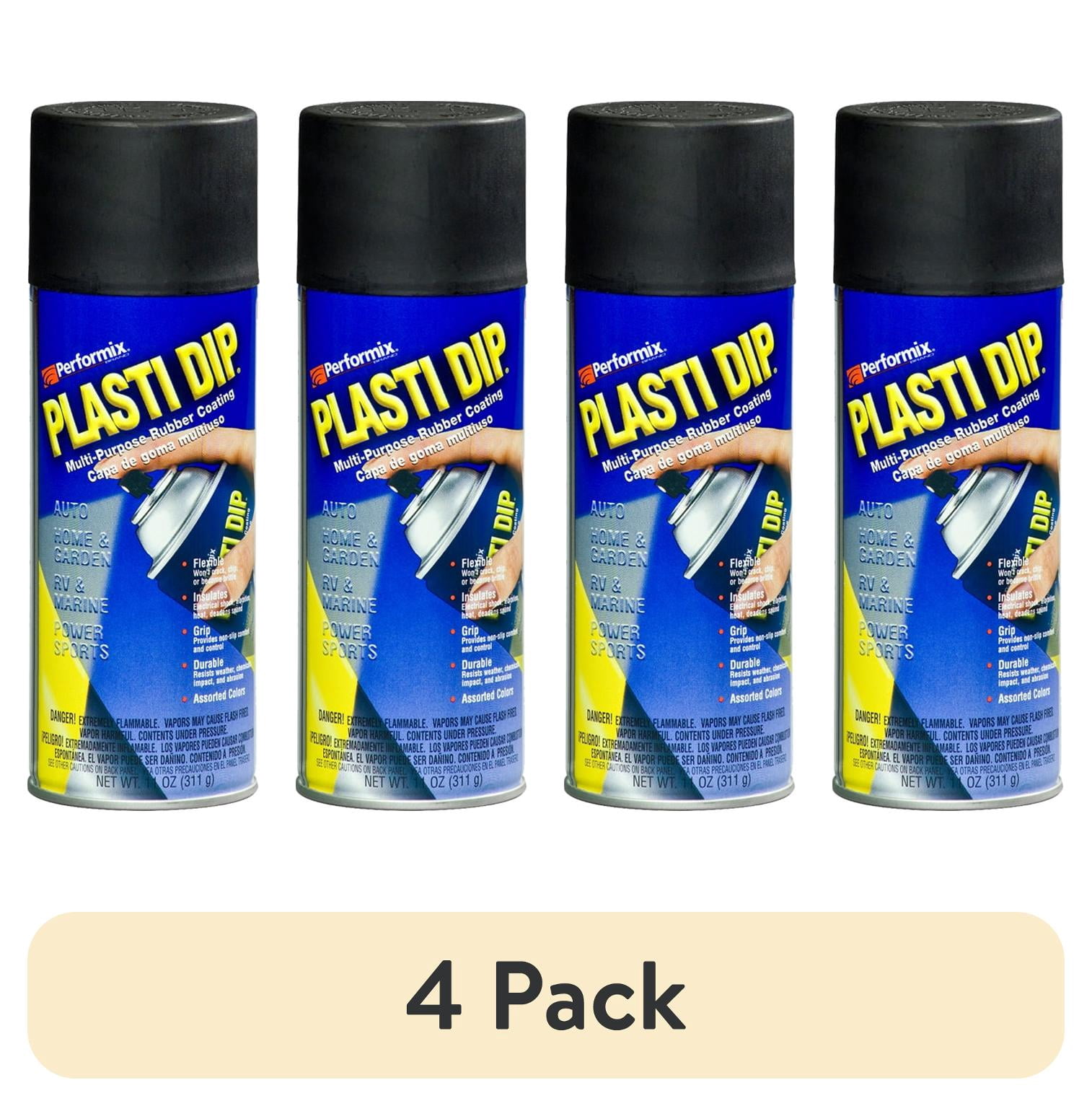 (4 pack) Plasti Dip Rubberized Matte Black Spray, 11oz