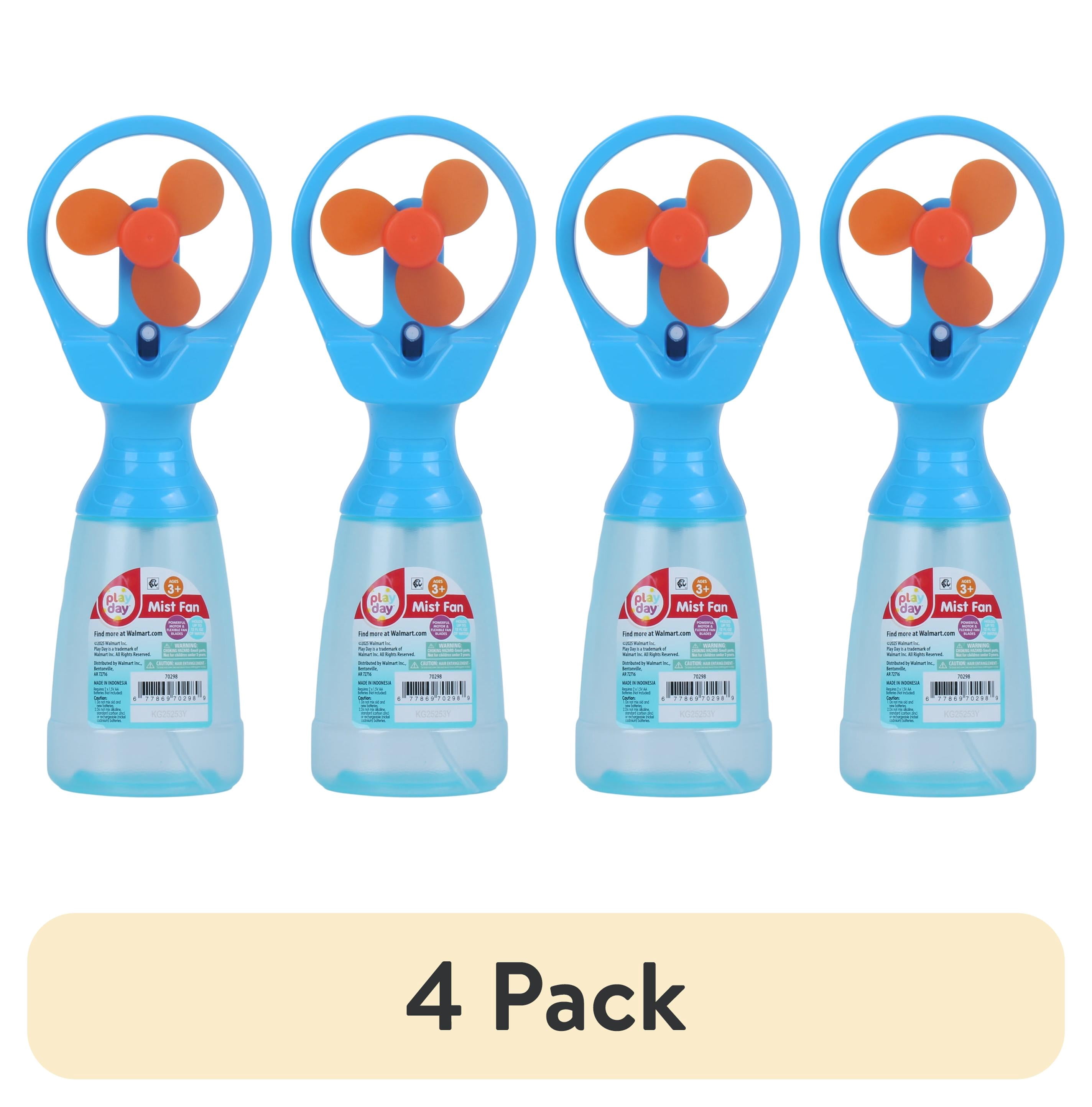 (4 pack) Play Day Portable Mist Fan With 12oz Water Bottle