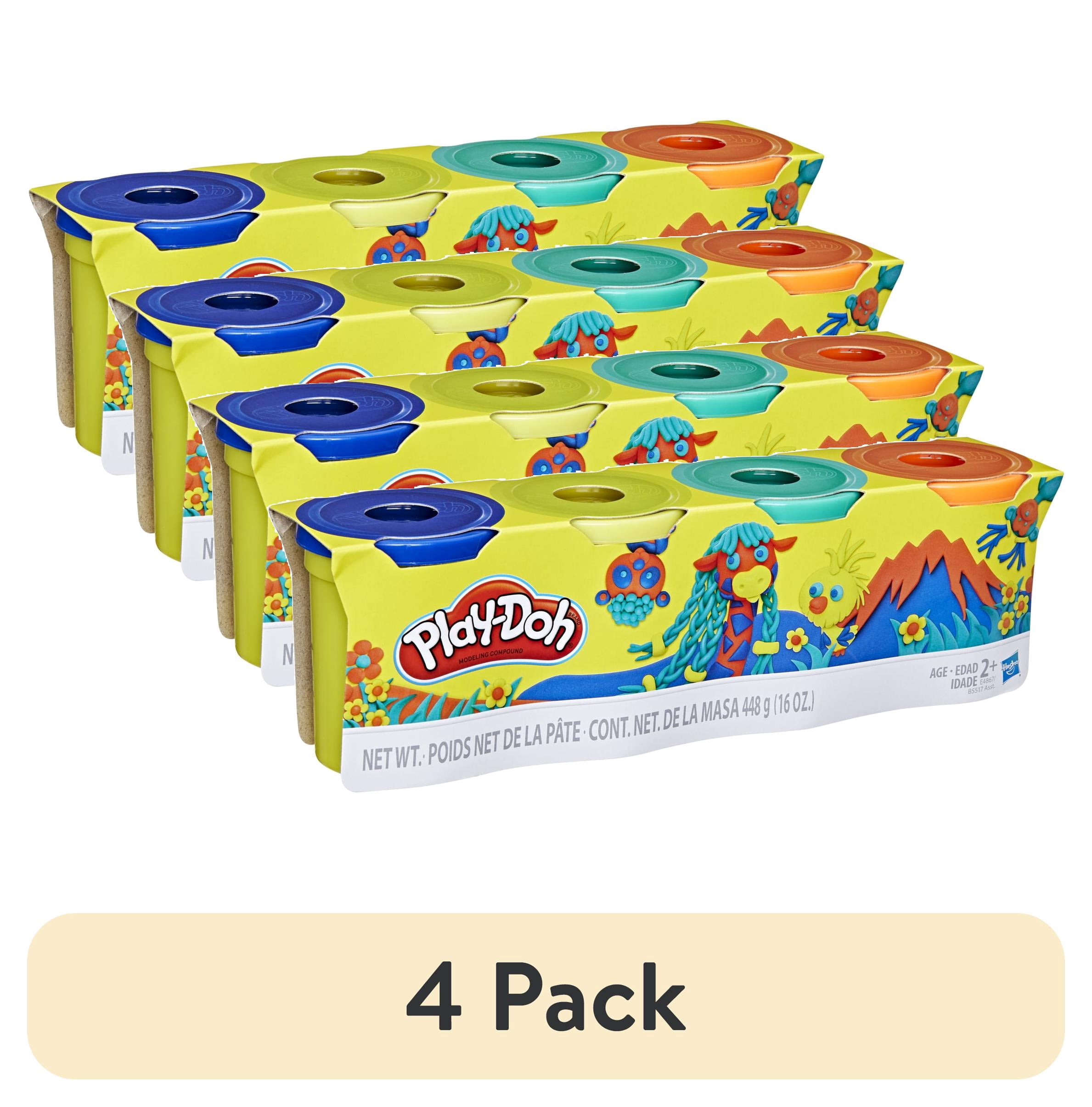 (4 pack) Play-Doh 4 Pack of Wild Non-Toxic Colors, 4-Ounce Cans (Dark Blue, Bright Green, Orange, Green), Classroom Supplies, Preschool Crafts