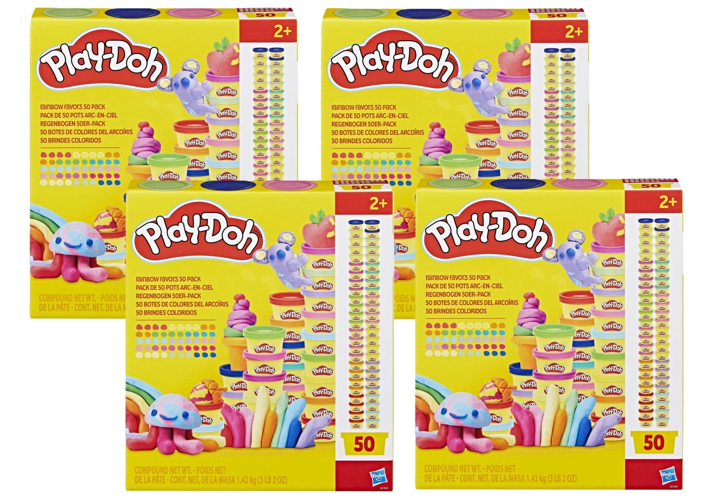 (4 pack) Play-Doh 50 Pack Party Favors Colorful Mini Cans in 13 Varied Colors for Kids, Ages 2+