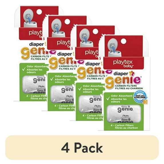 (4 pack) Diaper Genie Carbon Filter, Diaper Pail Odor Eliminator & Deodorizer, Compatible with the Diaper Genie Complete and Expressions Pail, 4 Count