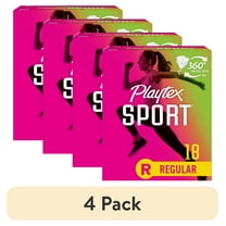 (4 pack) Playtex Sport Tampons, Unscented, Regular, 18 Count
