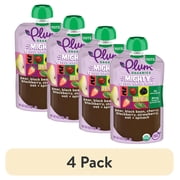 4 pack Plum Organics  Mighty 4 Food Group Blend Pear, Black Bean, Cherry, Blackberry, Strawberry, Oat + Spinach 4oz Pouch
