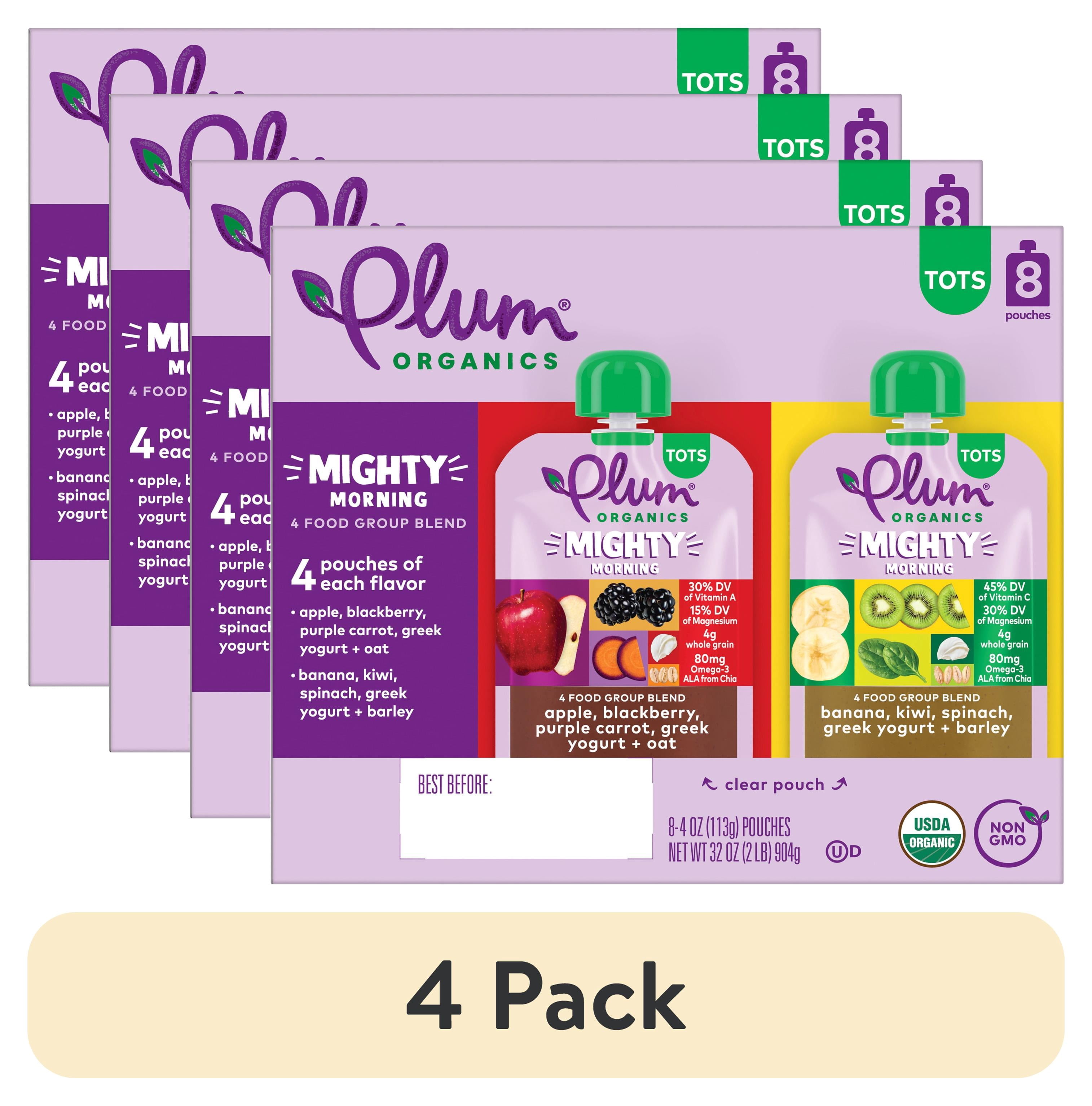 (4 pack) Plum Organics Tots Mighty Morning 4 Food Group Blend Variety 4oz Pouch-8-Pack