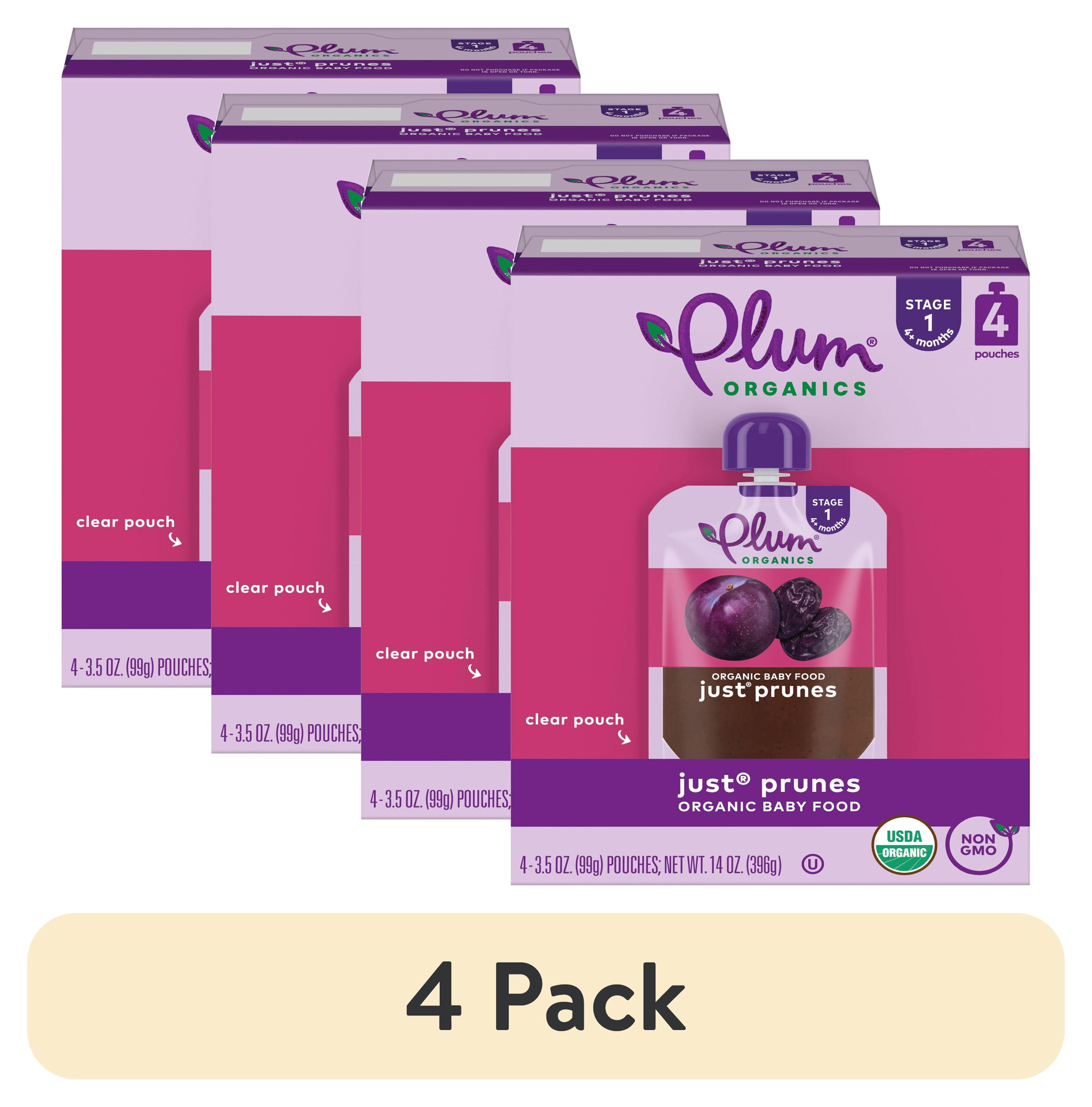 (4 pack) Plum Organics® Stage 1 Organic Baby Food Just® Prunes 3.5oz Pouch-4-Pack