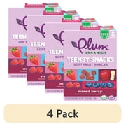 4 pack Plum Organics  Teensy  Snacks Mixed Berry Soft Fruit Snacks .35oz Pouch/5-Count Box