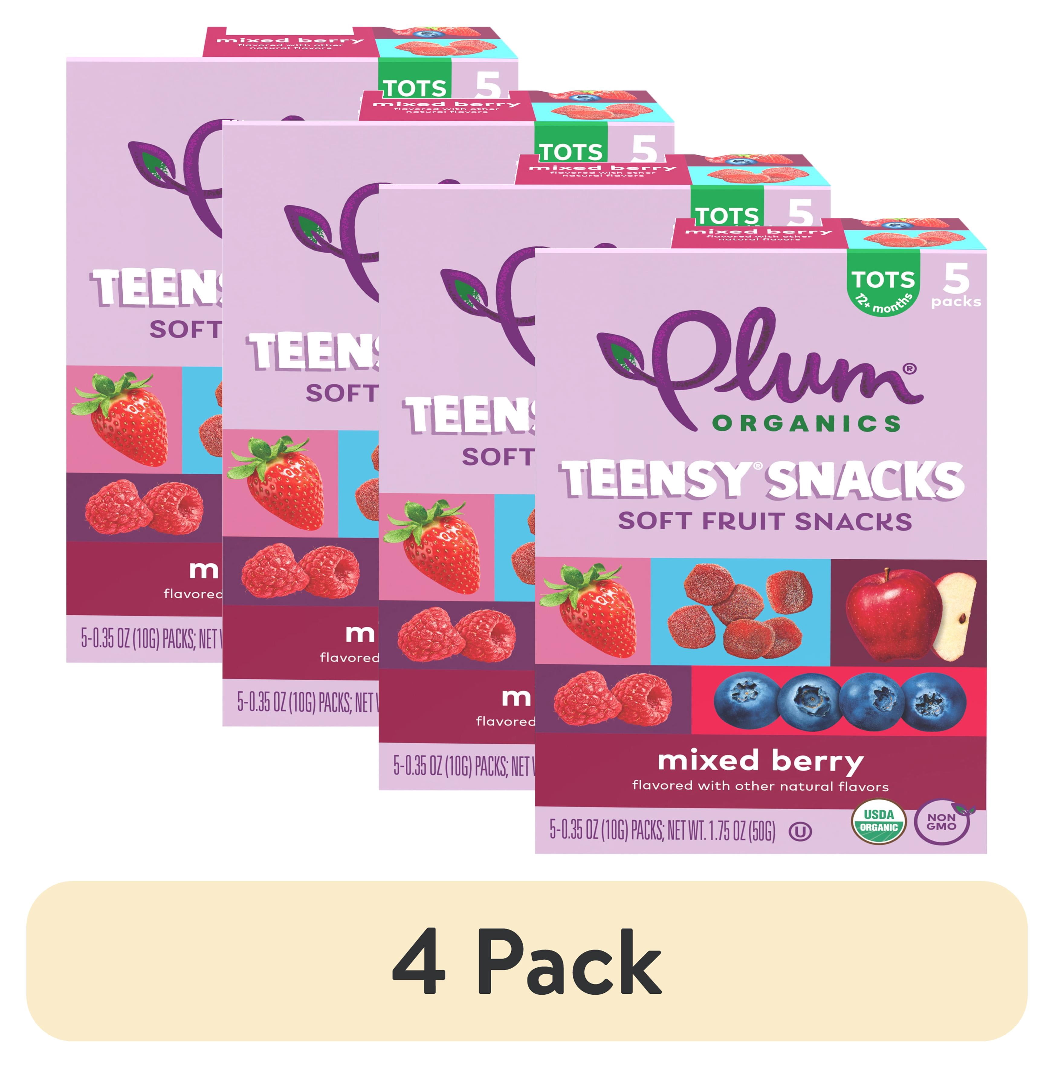 (4 pack) Plum Organics® Tots Teensy® Snacks Mixed Berry Soft Fruit Snacks 5-Count Box/.35oz Pouch