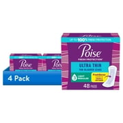 4 pack Poise Ultra Thin Incontinence Pads, 3 Drop Light Absorbency, Regular Length, 48 Count