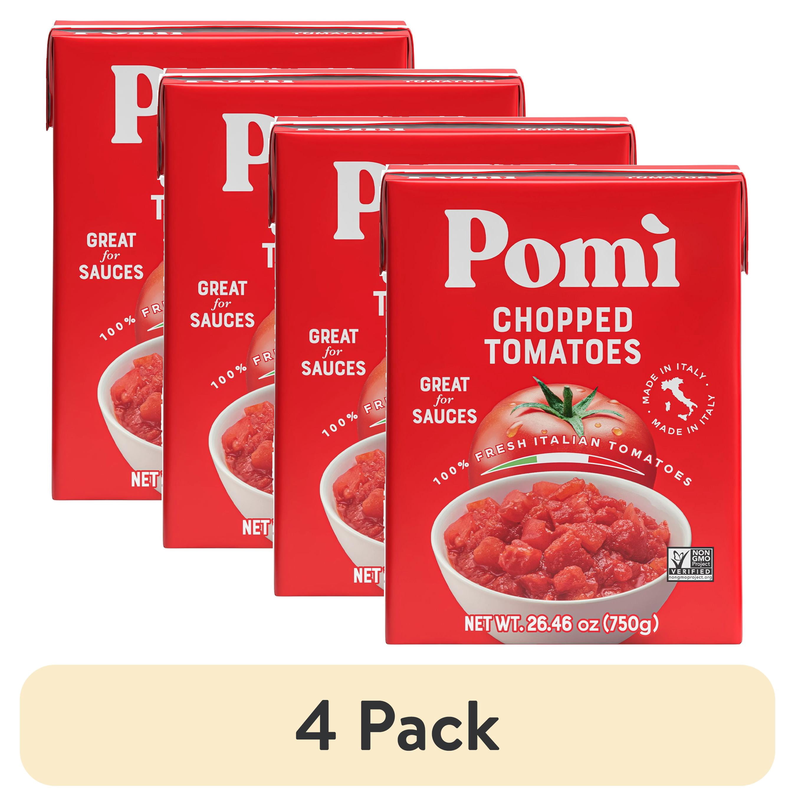 (4 pack) Pomi Chopped Tomatoes, 26.46 oz, 1/4 Cup per serving, 12 servings per Container