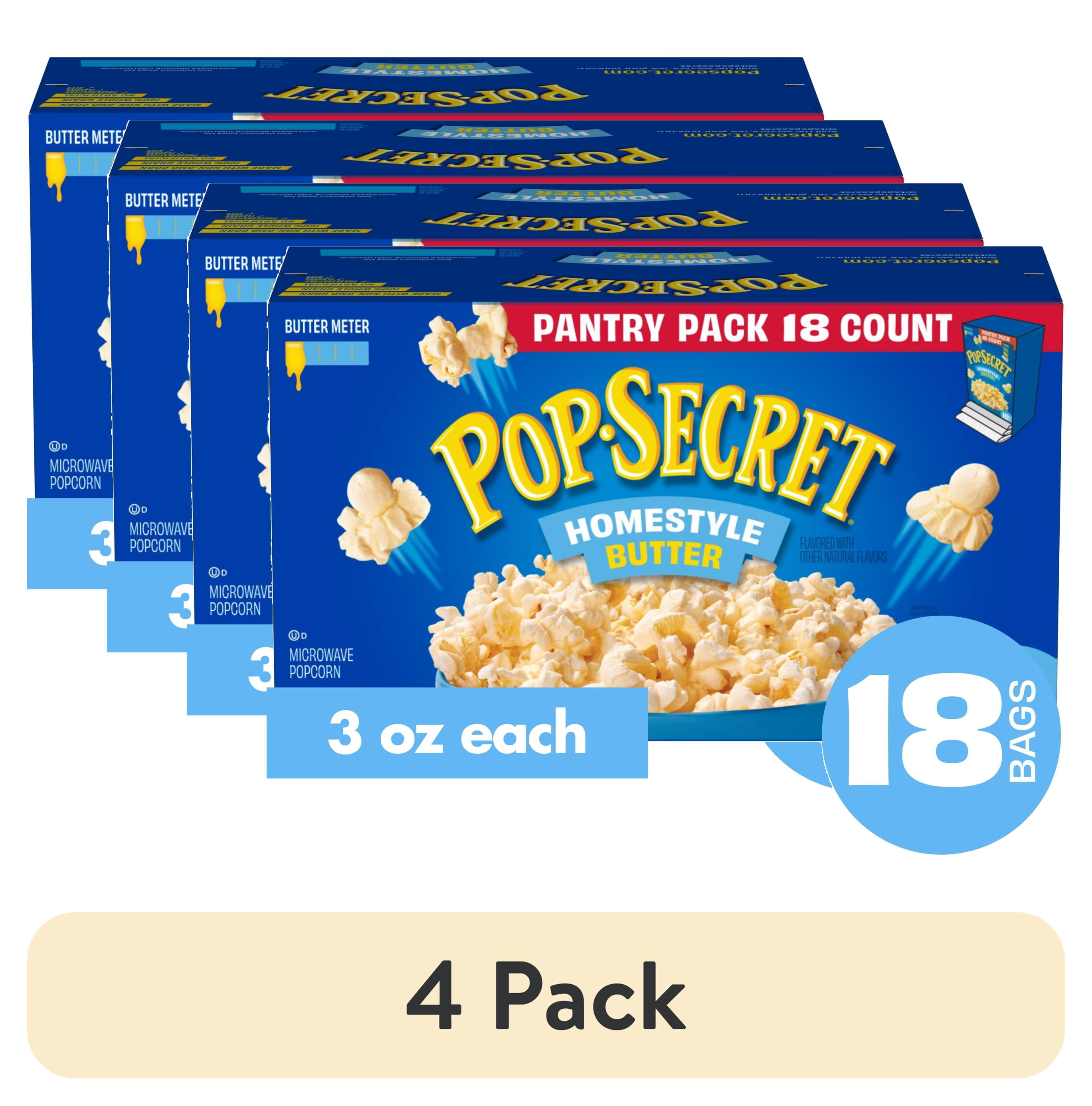 (4 pack) Pop Secret Microwave Popcorn, Homestyle Butter Flavor, 3 oz Sharing Bags, 18 Ct